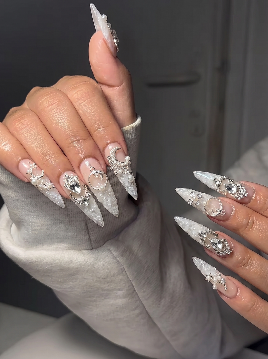 Moonlight Diamond Press-On Nails