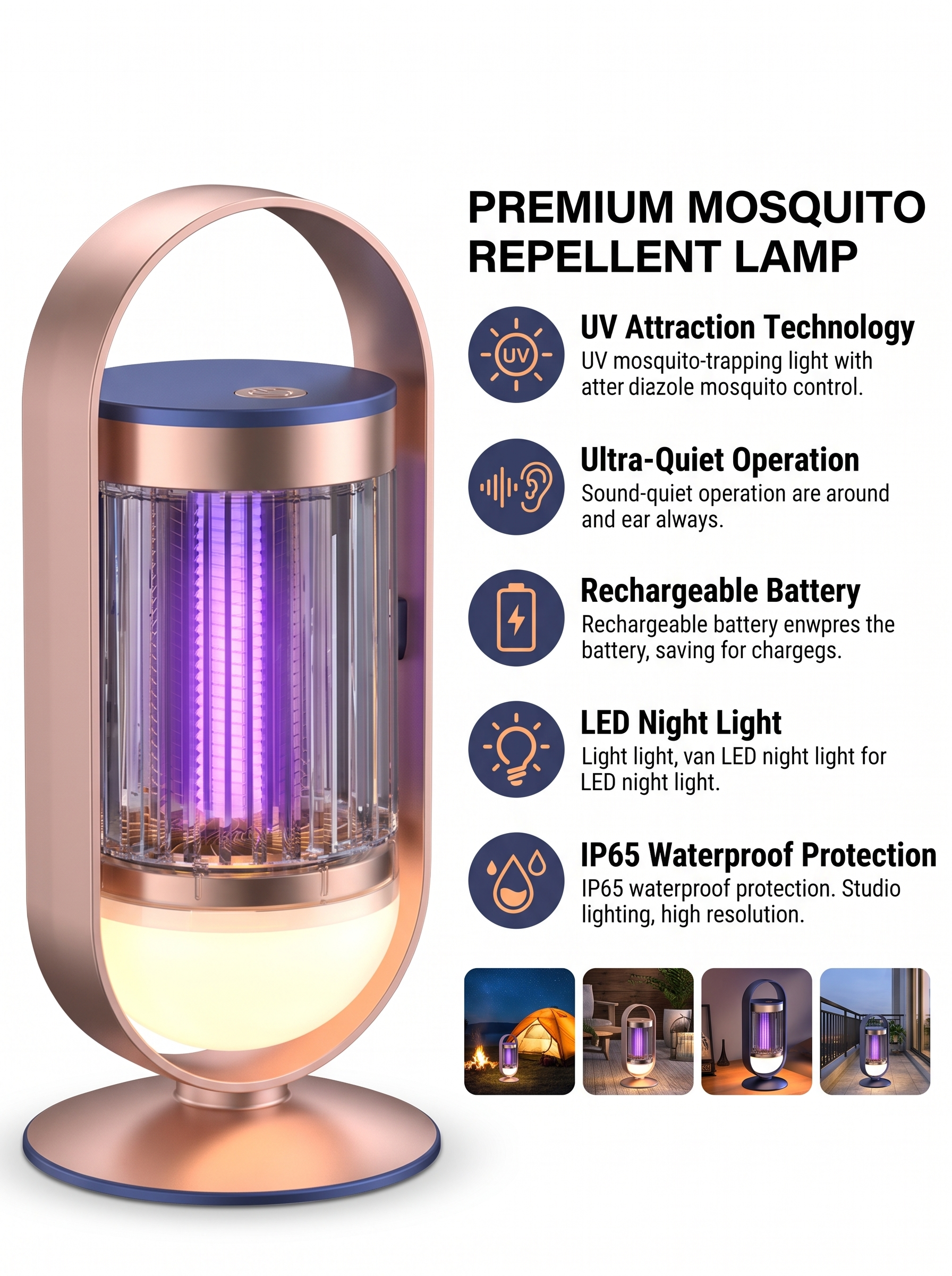 Waterproof Mosquito Repellent Lamp with LED Night Light