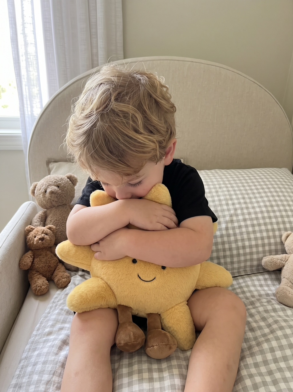 Smiley Sun & Moon Plush Pillow